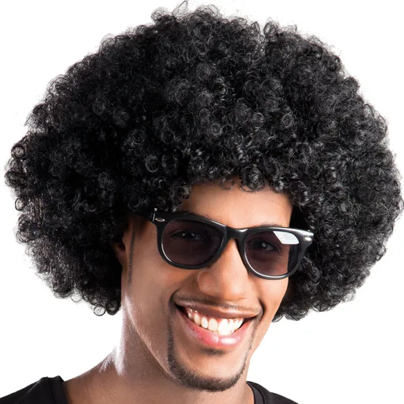 Afro paryk deluxe, sort