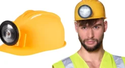 Arbejdshjelm med lygte, gul