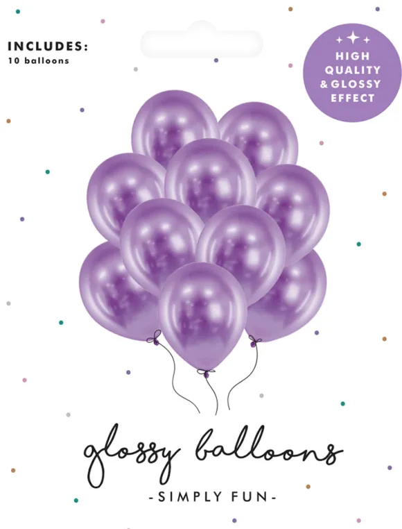 Balloner glossy lilla 10-pk