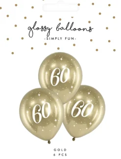 Ballon glossy 60 guld 6-pak