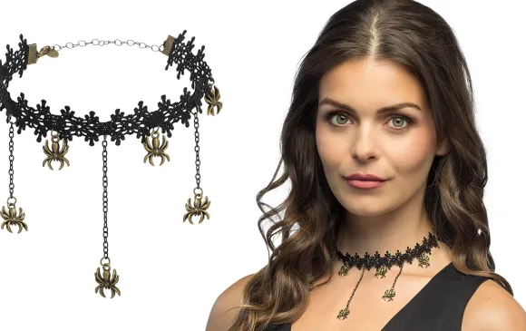 Choker med edderkopper, sort