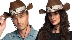 Cowboyhat ko-skind look, brun