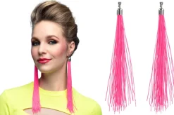 80er øreringe 20 cm neon pink
