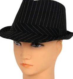 Fedora hat pinstripe, sort