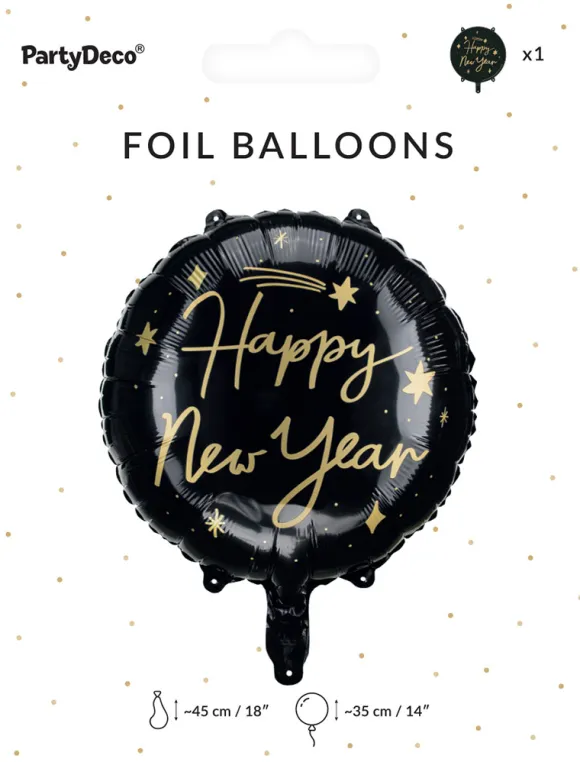 Folieballon Happy New Year, sort