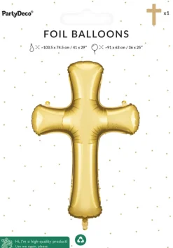 Folieballon kors, guld