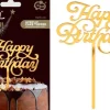 Happy Birthday kagepynt, guld