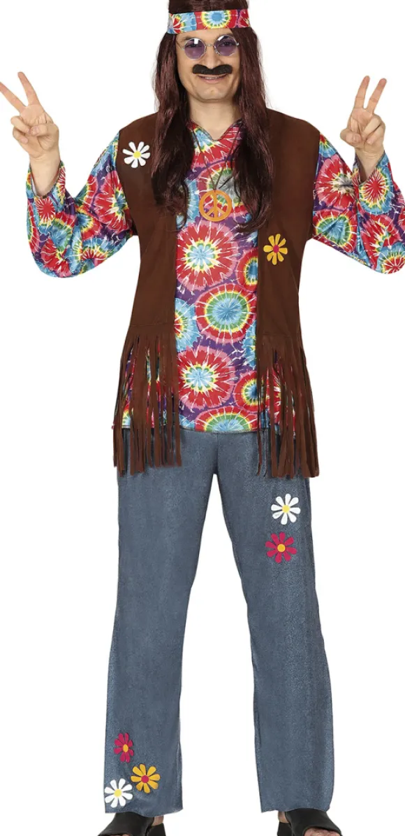 Hippie kostume mand, str. L