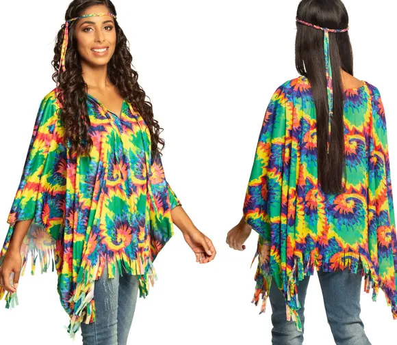 Hippie poncho med pandebånd