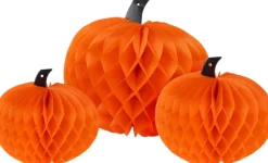 Honeycomb græskar deko 3-pk