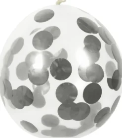 Konfetti ballon sølv 5-pak
