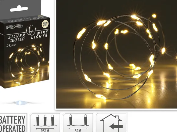 Lyskæde sølv-wire 100 LED