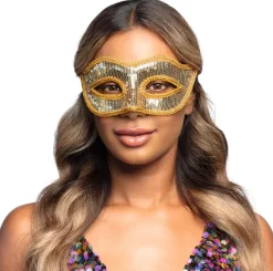 Maskerade maske pailletter, guld