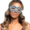 Maskerade maske pailletter, sølv