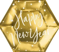 New Year tallerken guld 6-pak