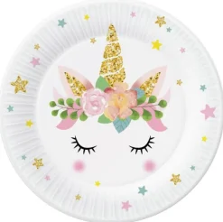 Paptallerken Unicorn 6-pak