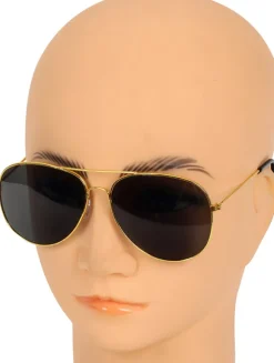 Pilot solbrille guld m/sort glas