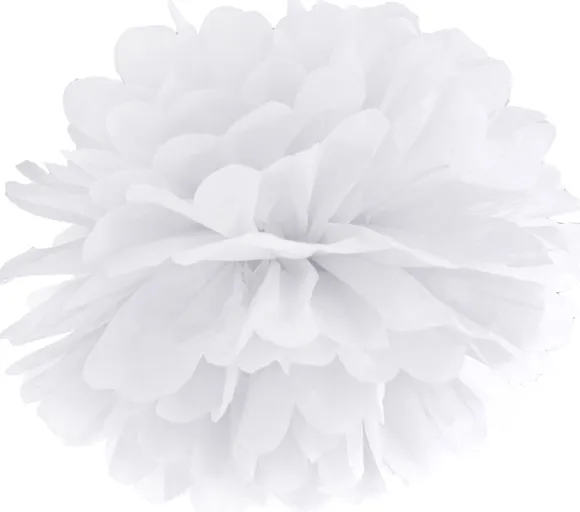 Pompom papir 35 cm hvid