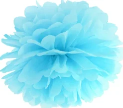 Pompom papir 25 cm lyseblå