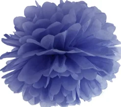 Pompom papir 25 cm navy blå