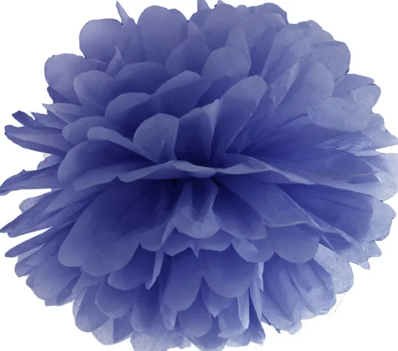 Pompom papir 25 cm navy blå