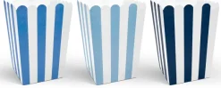 Popcorn bæger blå/hvid 6-pak