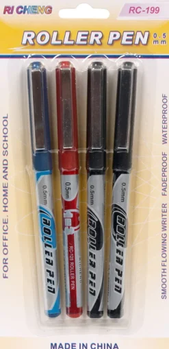 Rollerpen rød/sort/blå 4-pk