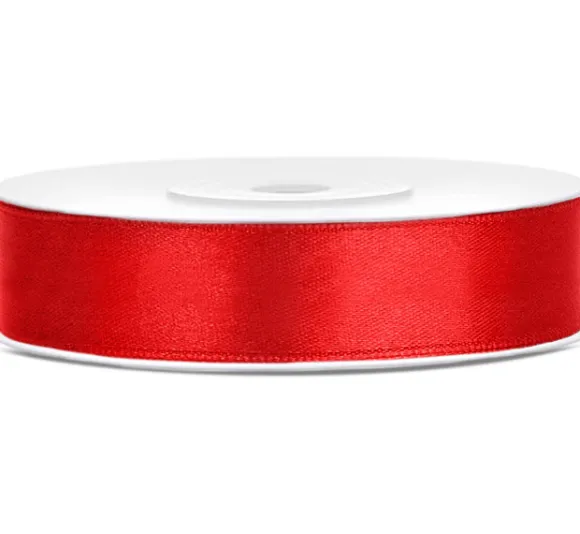 Silkebånd rød 12 mm x 25 m