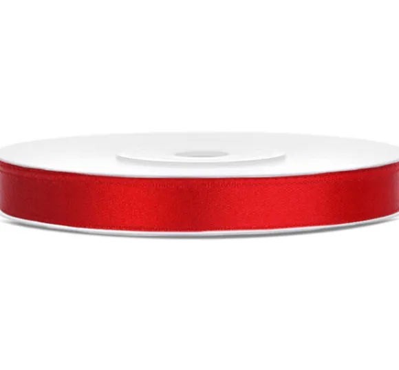 Silkebånd rød 6 mm x 25 m