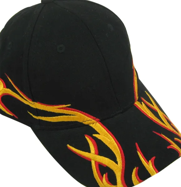 Sort cap m/flammer, barn