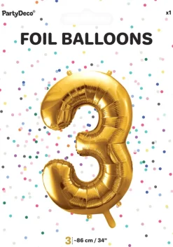Tal ballon 3 guld 86 cm