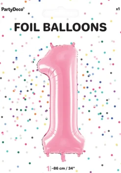Tal ballon 1 lyserød 86 cm