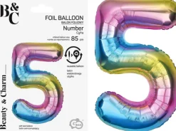 Tal ballon 5 regnbue 85 cm