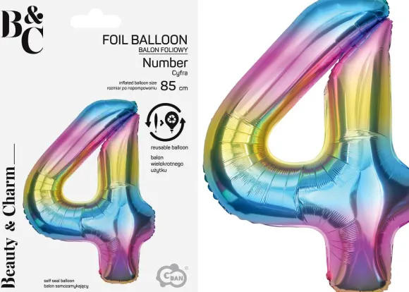 Tal ballon 4 regnbue 85 cm