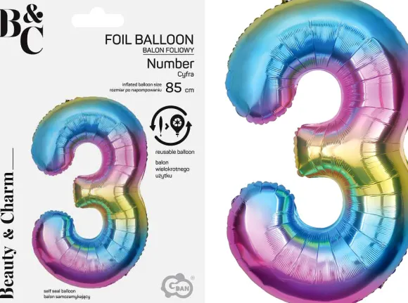 Tal ballon 3 regnbue 85 cm
