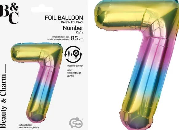 Tal ballon 7 regnbue 85 cm