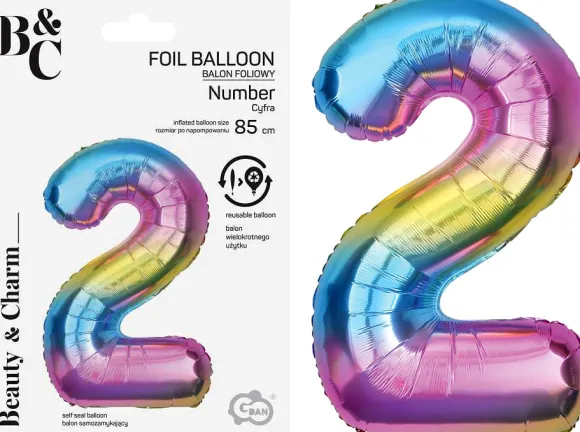 Tal ballon 2 regnbue 85 cm
