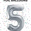 Tal ballon 5 sølv 86 cm