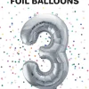 Tal ballon 3 sølv 86 cm