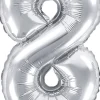 Tal ballon 8 sølv 35 cm
