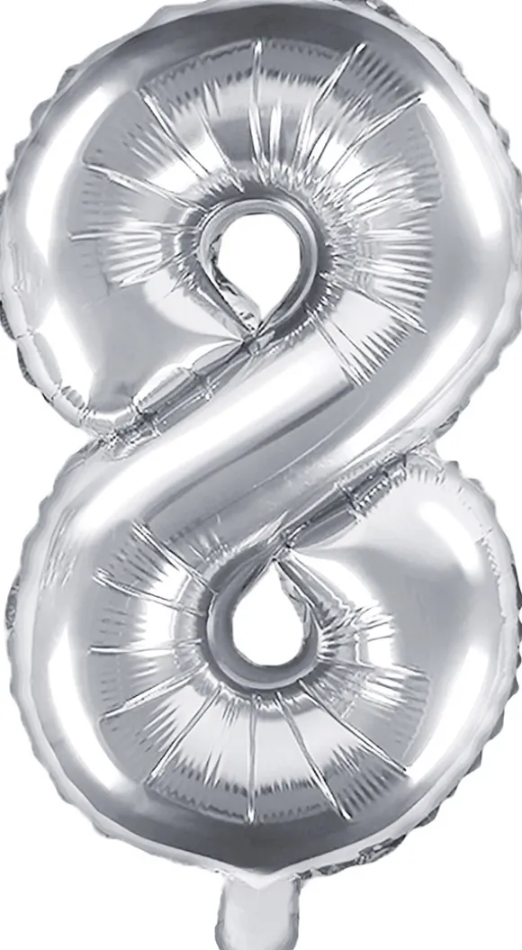 Tal ballon 8 sølv 35 cm