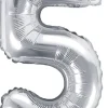 Tal ballon 5 sølv 35 cm