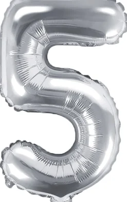 Tal ballon 5 sølv 35 cm
