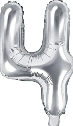 Tal ballon 4 sølv 35 cm