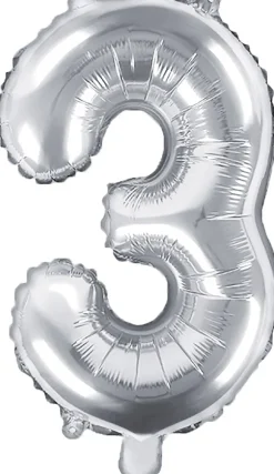 Tal ballon 3 sølv 35 cm