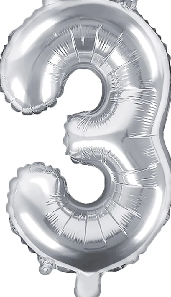 Tal ballon 3 sølv 35 cm
