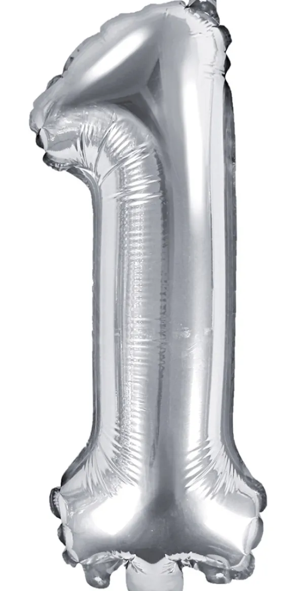 Tal ballon 1 sølv 35 cm