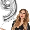 Tal ballon 9 sølv 86 cm
