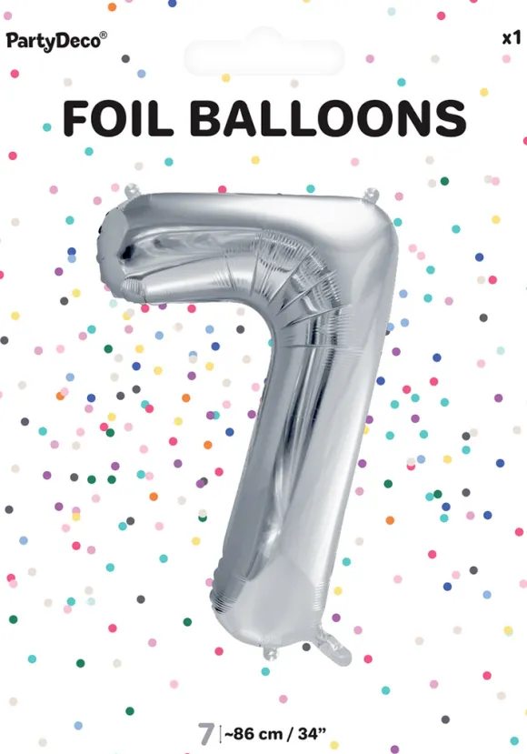 Tal ballon 7 sølv 86 cm