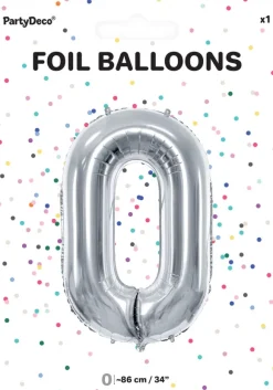 Tal ballon 0 sølv 86 cm